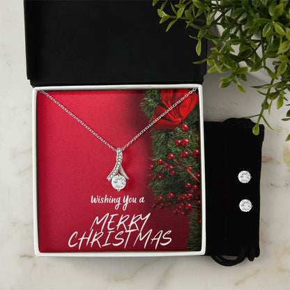 Merry Christmas necklace and earrings set