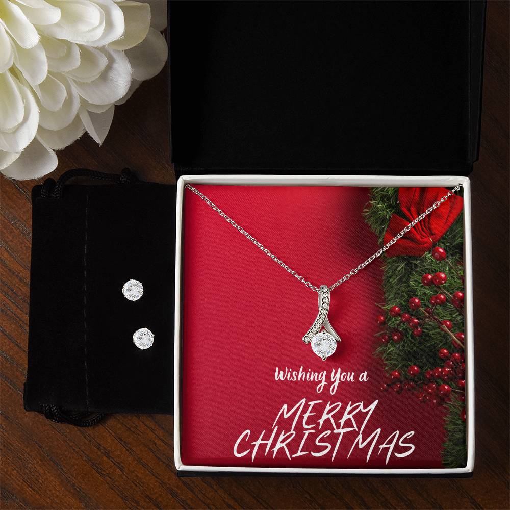 Merry Christmas necklace and earrings set