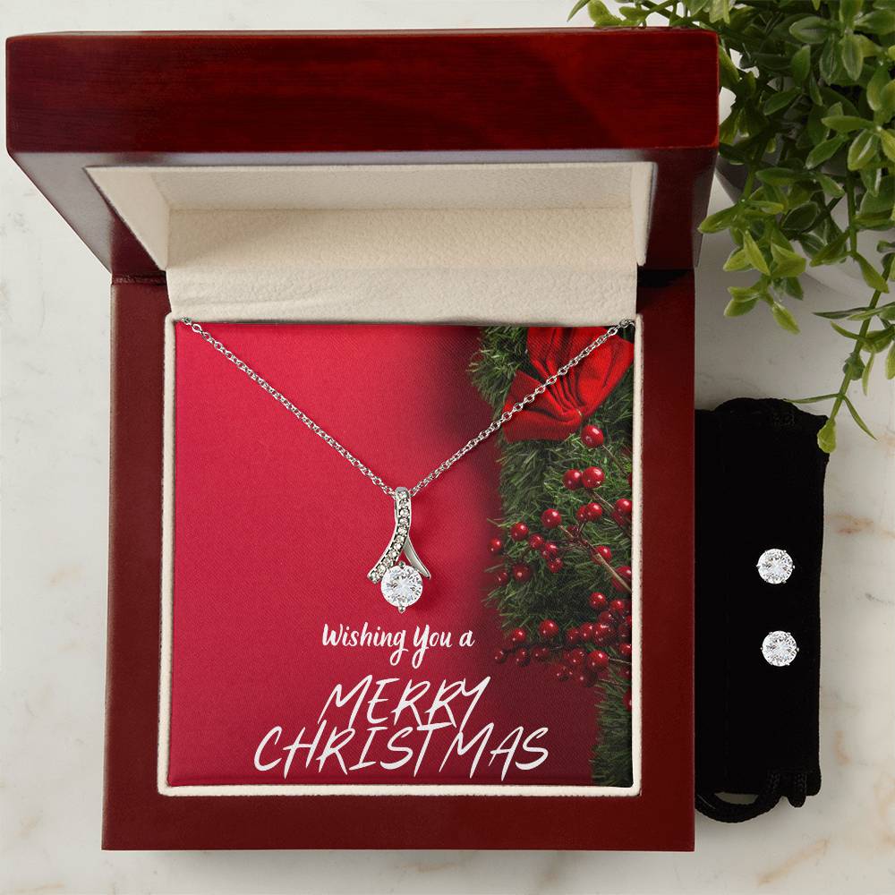 Merry Christmas necklace and earrings set