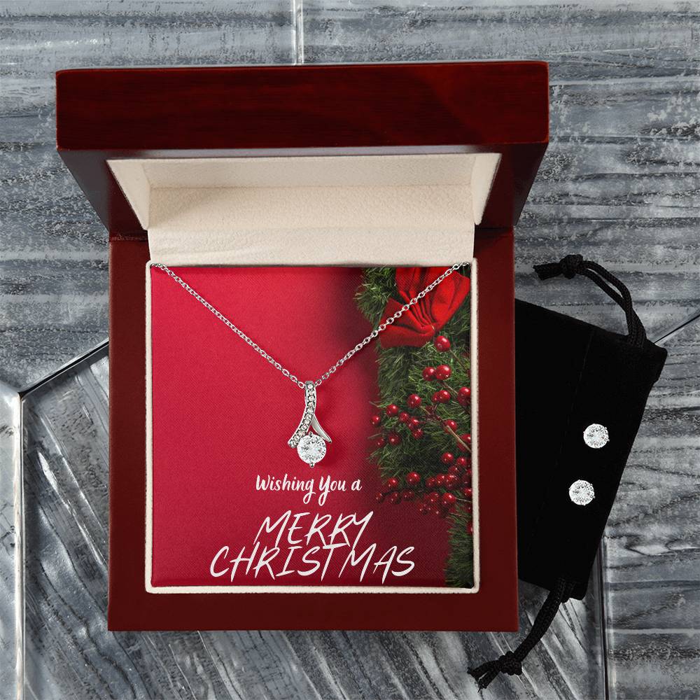 Merry Christmas necklace and earrings set