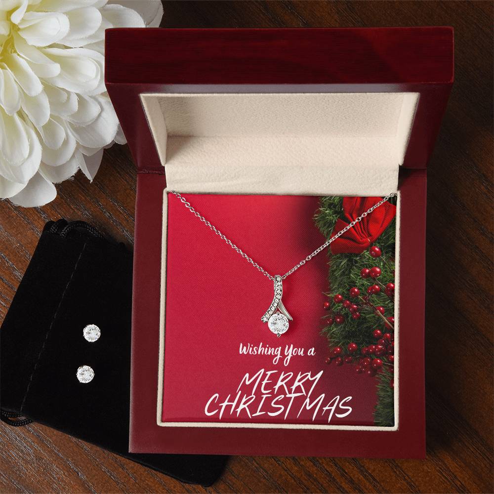 Merry Christmas necklace and earrings set